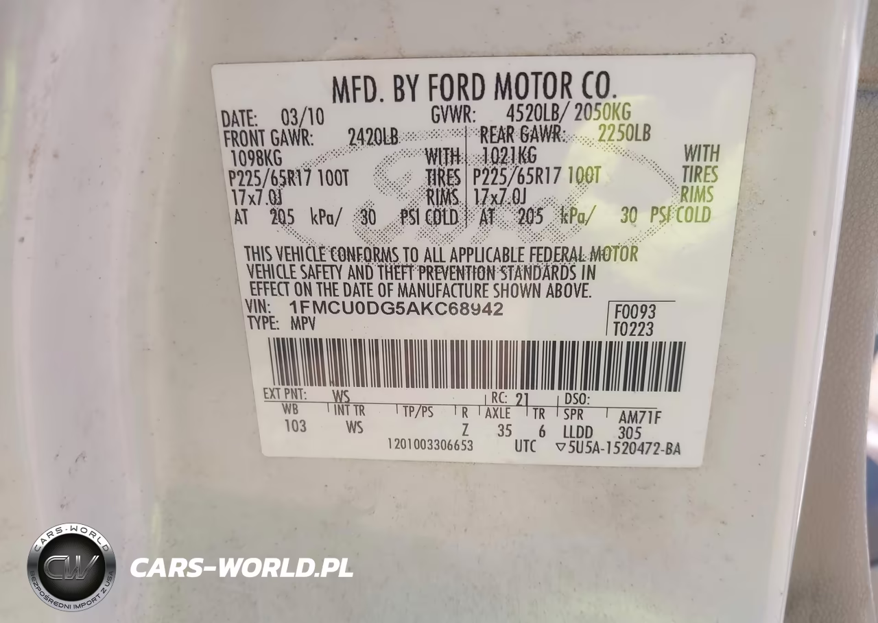 2010 Ford Escape Xlt VIN:1FMCU0DG5AKC68942 - 9