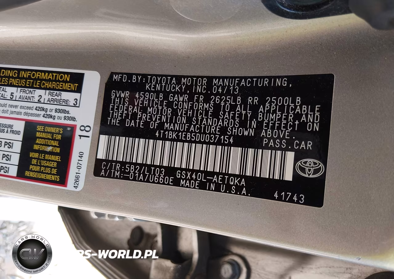 2013 Toyota Avalon Xle Touring VIN:4T1BK1EB5DU037154 - 9