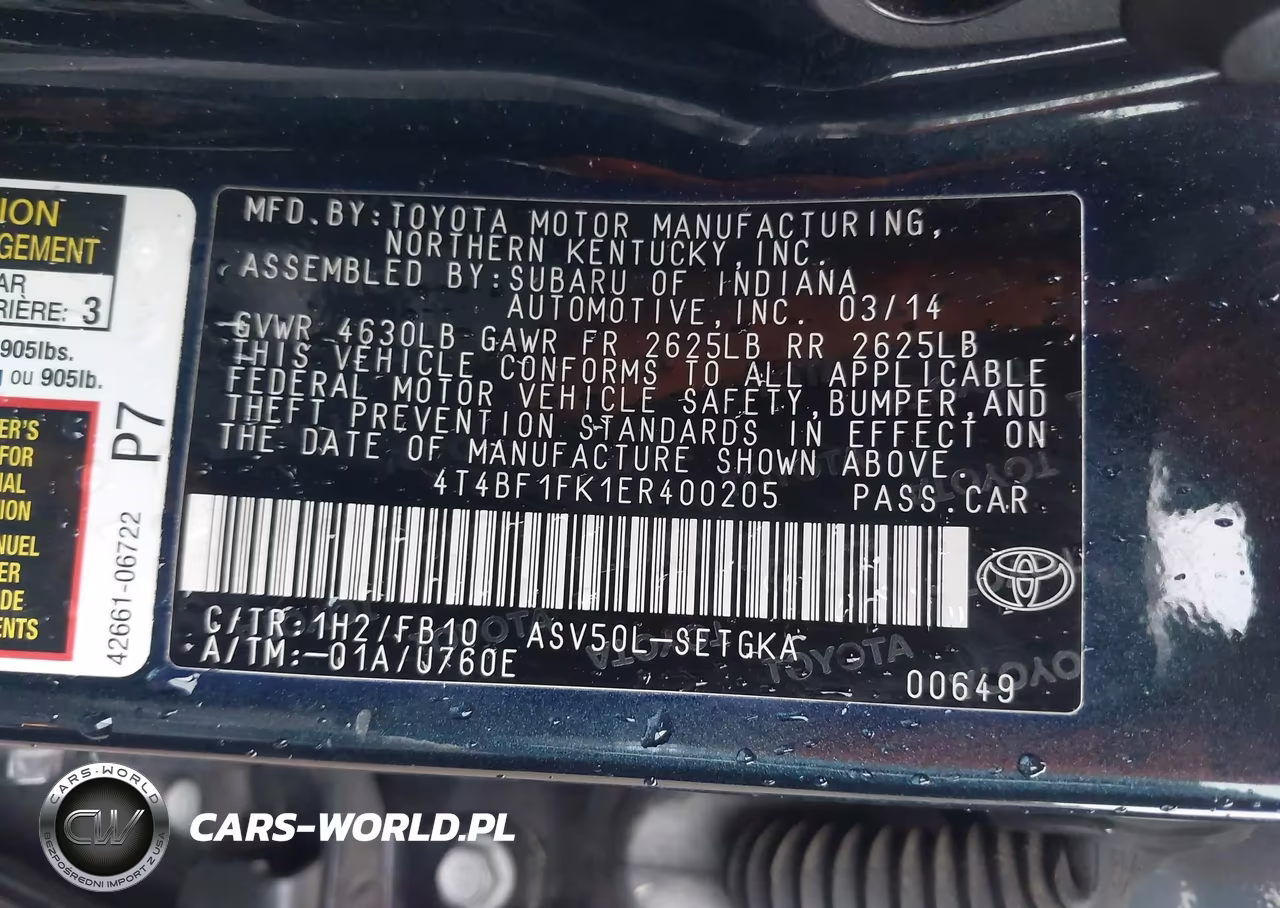 2014 Toyota Camry Xle VIN:4T4BF1FK1ER400205 - 9