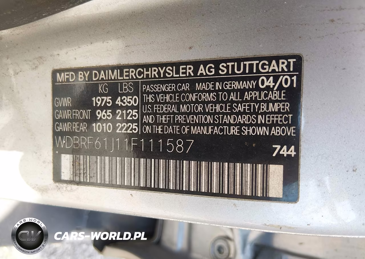 2001 Mercedes-Benz C 240 VIN:WDBRF61J11F111587 - 9