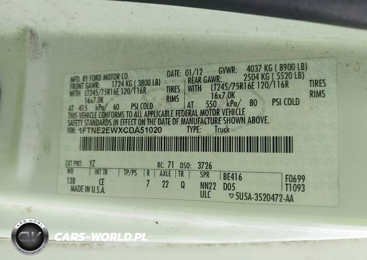 2012 Ford E-250 Commercial VIN:1FTNE2EWXCDA51020 - 9