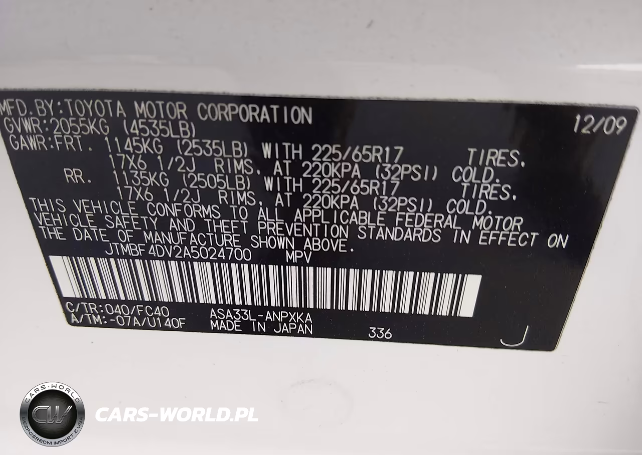 2010 Toyota Rav4 VIN:JTMBF4DV2A5024700 - 9