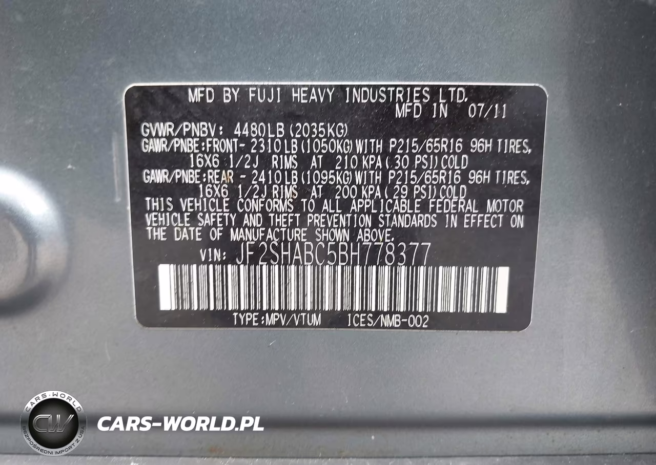 2011 Subaru Forester 2.5X VIN:JF2SHABC5BH778377 - 9