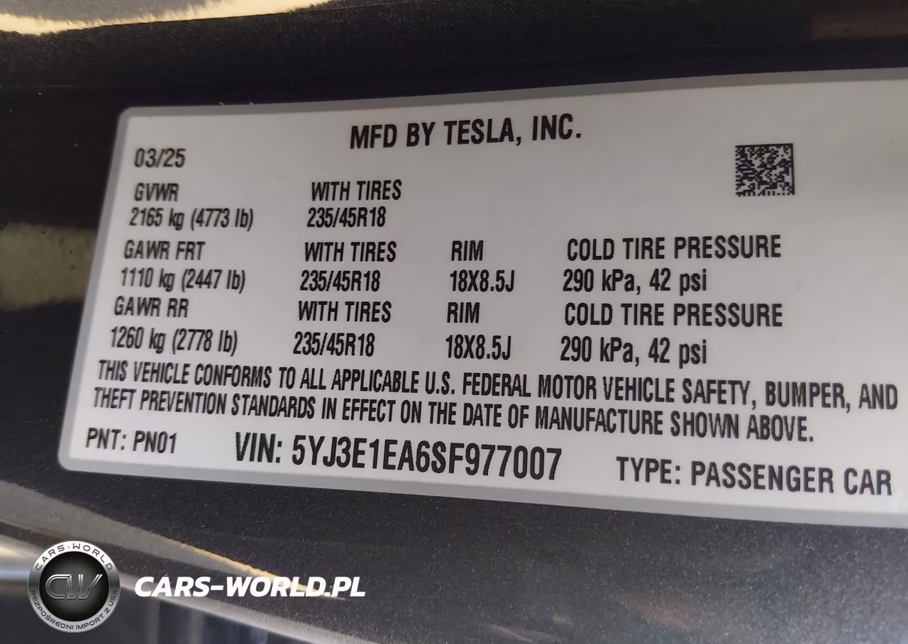 2025 Tesla Model 3 Long Range Rear-Wheel Drive-Standard Rear-Wheel Drive VIN:5YJ3E1EA6SF977007 - 9