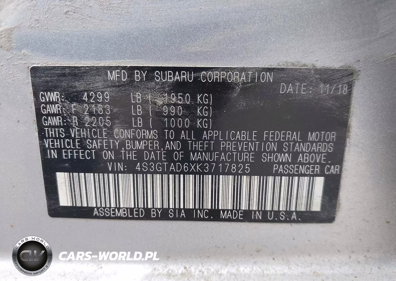 2019 Subaru Impreza 2.0I Premium VIN:4S3GTAD6XK3717825 - 9