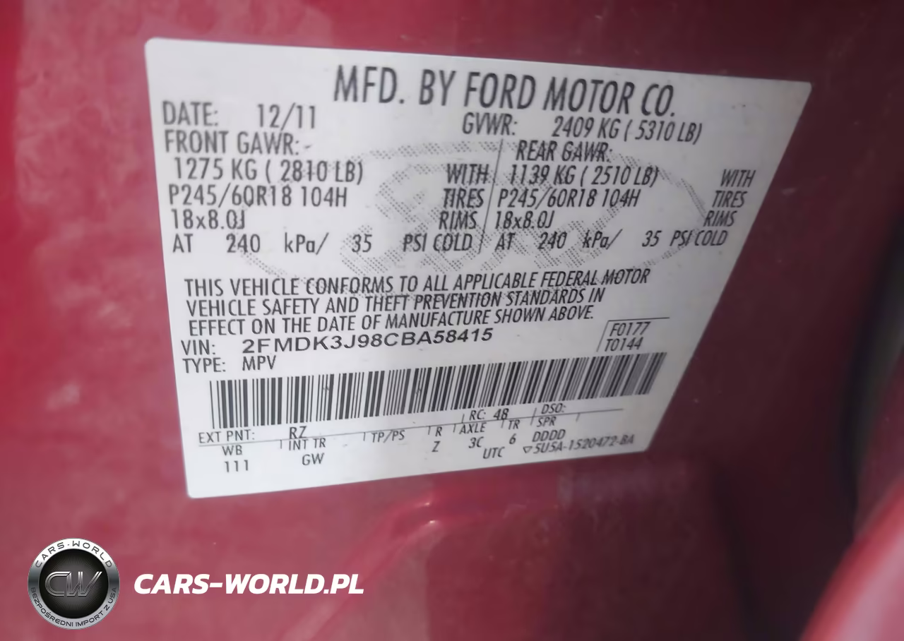 2012 Ford Edge Sel VIN:2FMDK3J98CBA58415 - 9