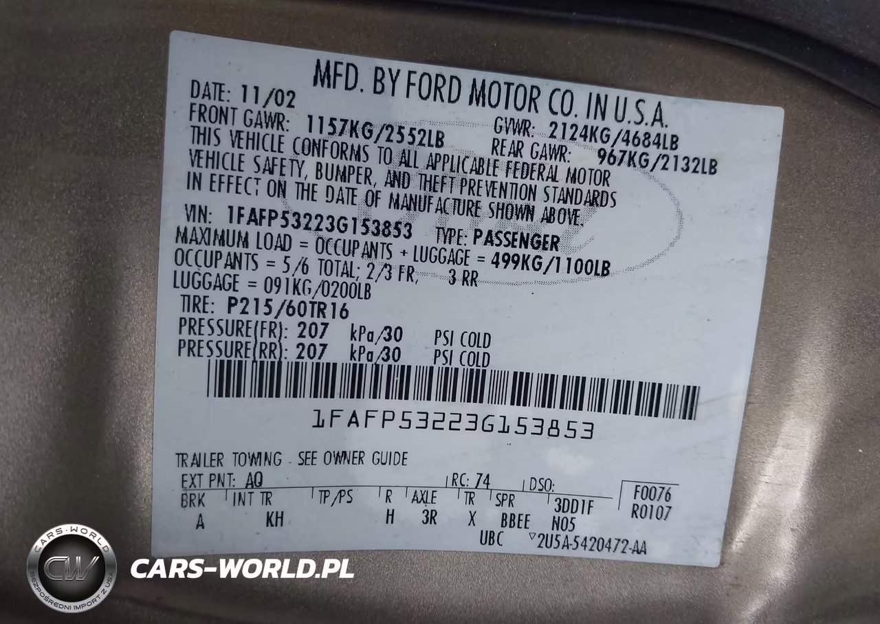2003 Ford Taurus Se VIN:1FAFP53223G153853 - 9