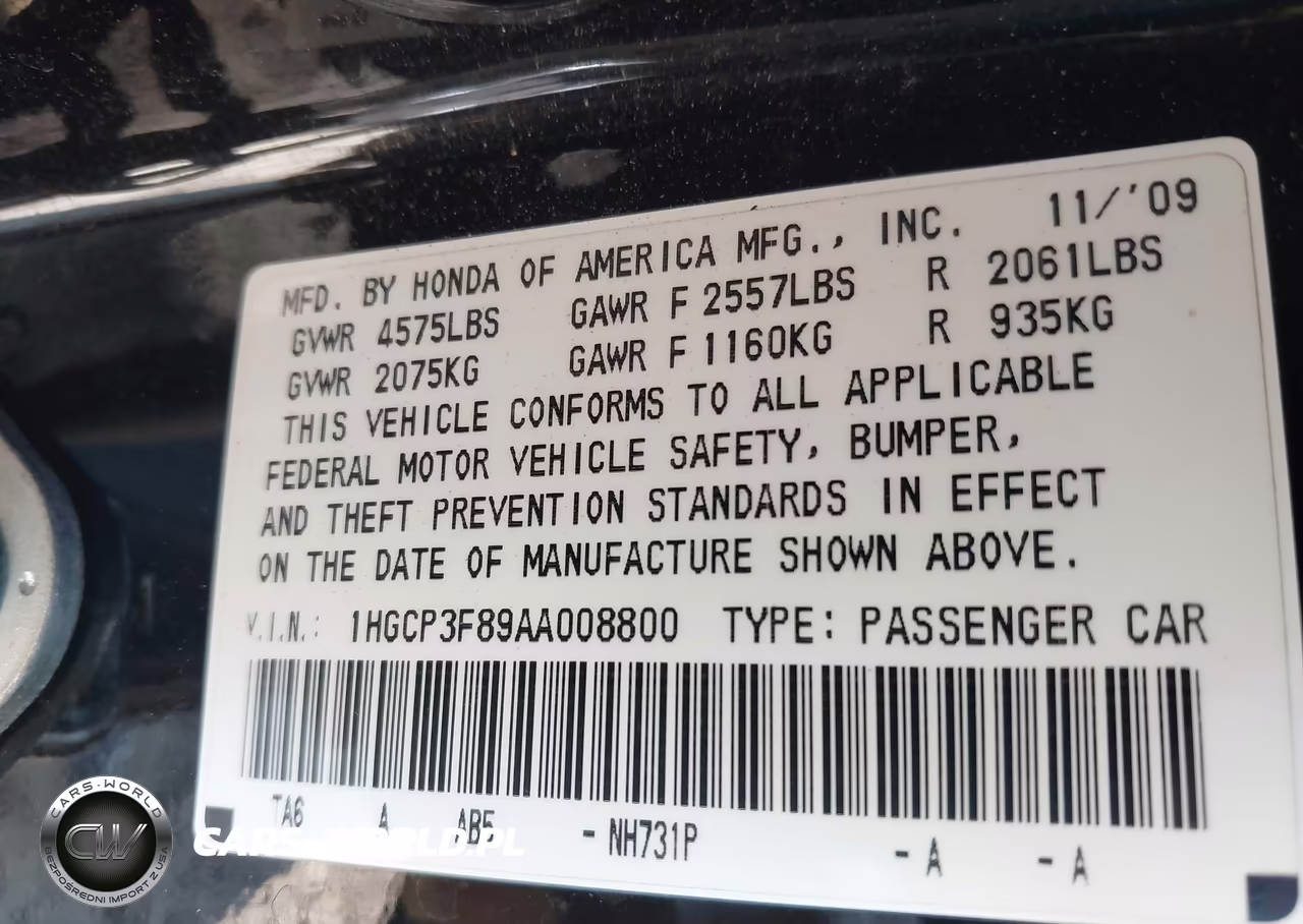 2010 Honda Accord 3.5 Ex-L VIN:1HGCP3F89AA008800 - 9