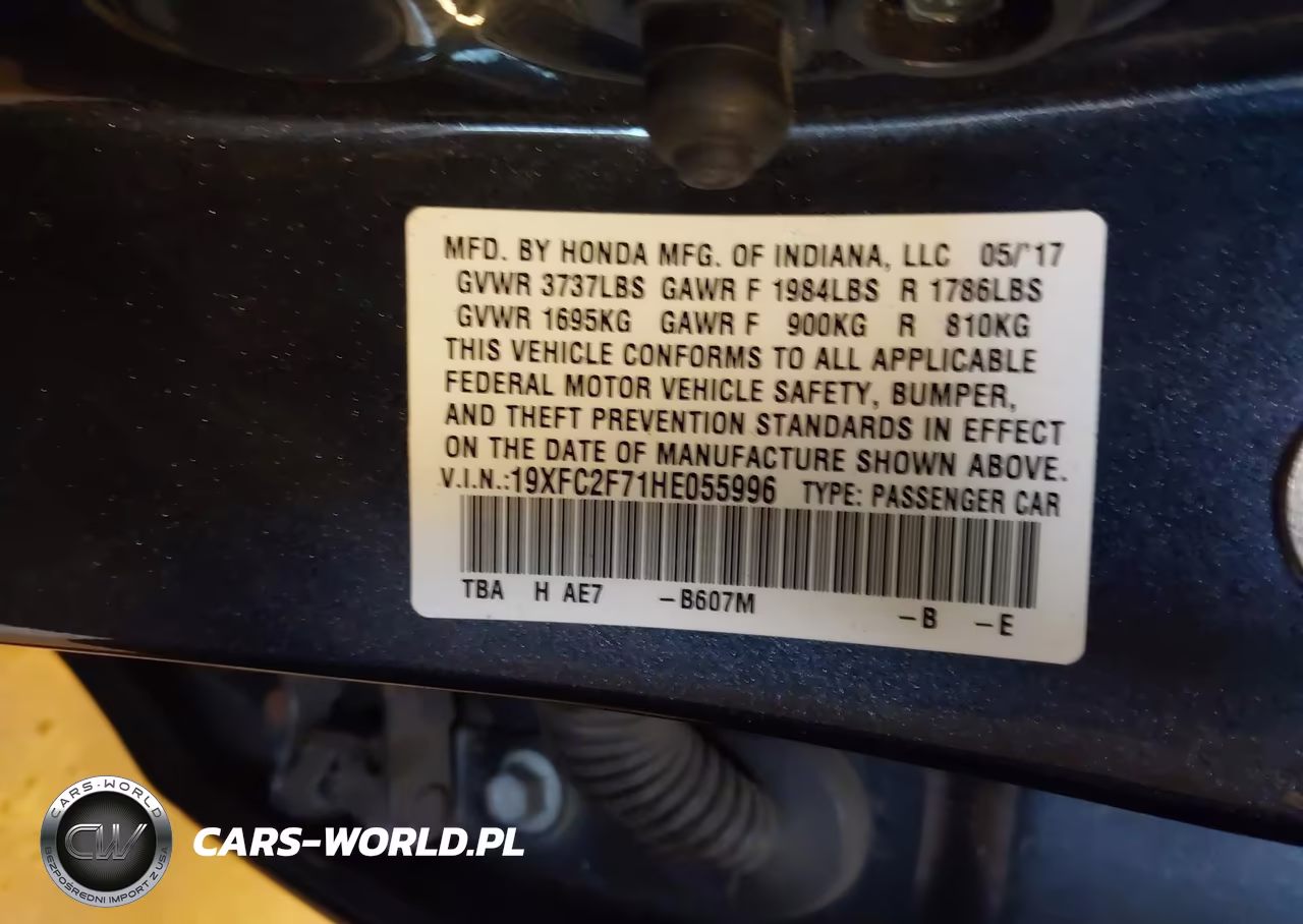2017 Honda Civic Ex VIN:19XFC2F71HE055996 - 9