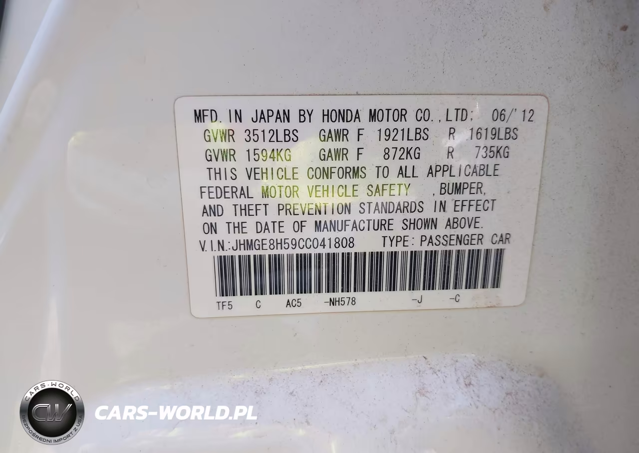 2012 Honda Fit Sport VIN:JHMGE8H59CC041808 - 9