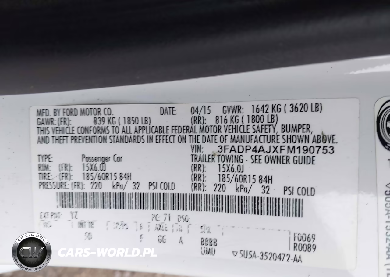 2015 Ford Fiesta S VIN:3FADP4AJXFM190753 - 9