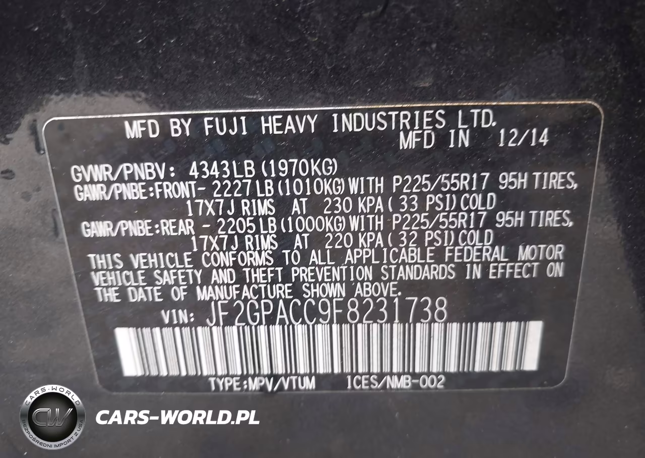2015 Subaru Xv Crosstrek 2.0I Premium VIN:JF2GPACC9F8231738 - 9