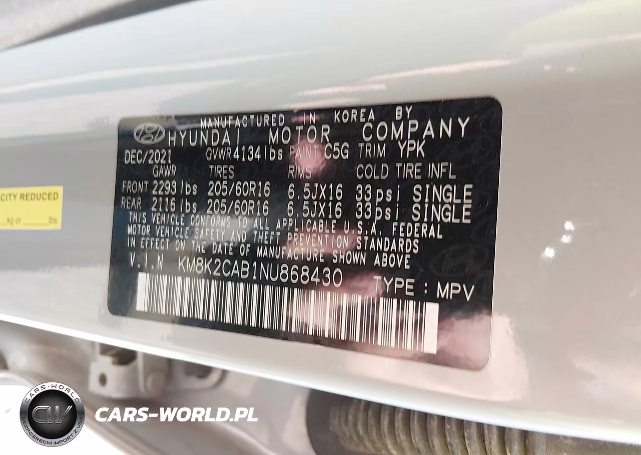 2022 Hyundai Kona Se VIN:KM8K2CAB1NU868430 - 9