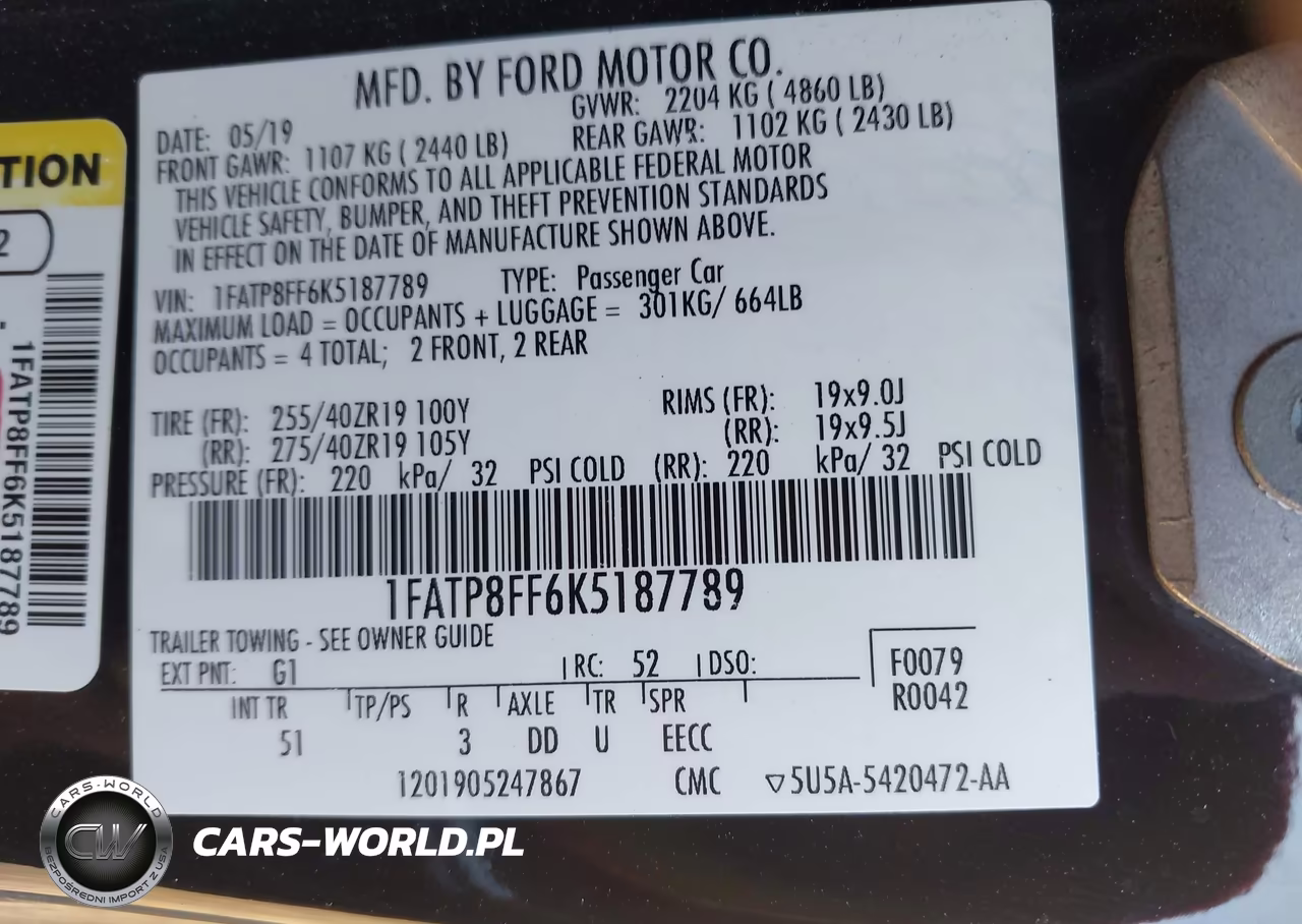 2019 Ford Mustang Gt Premium VIN:1FATP8FF6K5187789 - 9