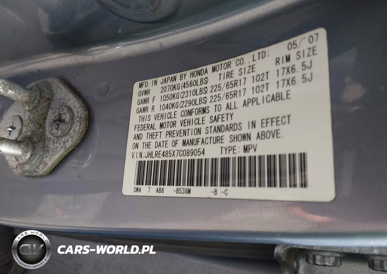 2007 Honda Cr-V Ex VIN:JHLRE485X7C089054 - 9