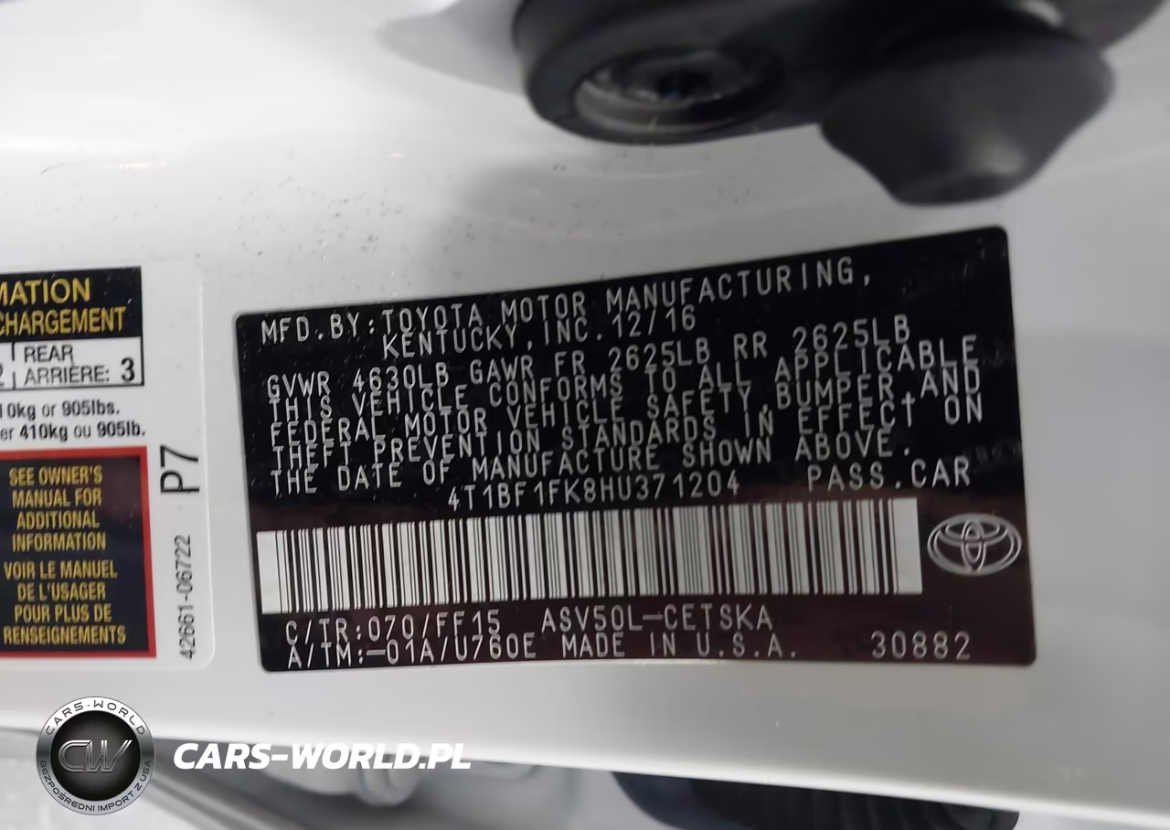 2017 Toyota Camry Se VIN:4T1BF1FK8HU371204 - 9