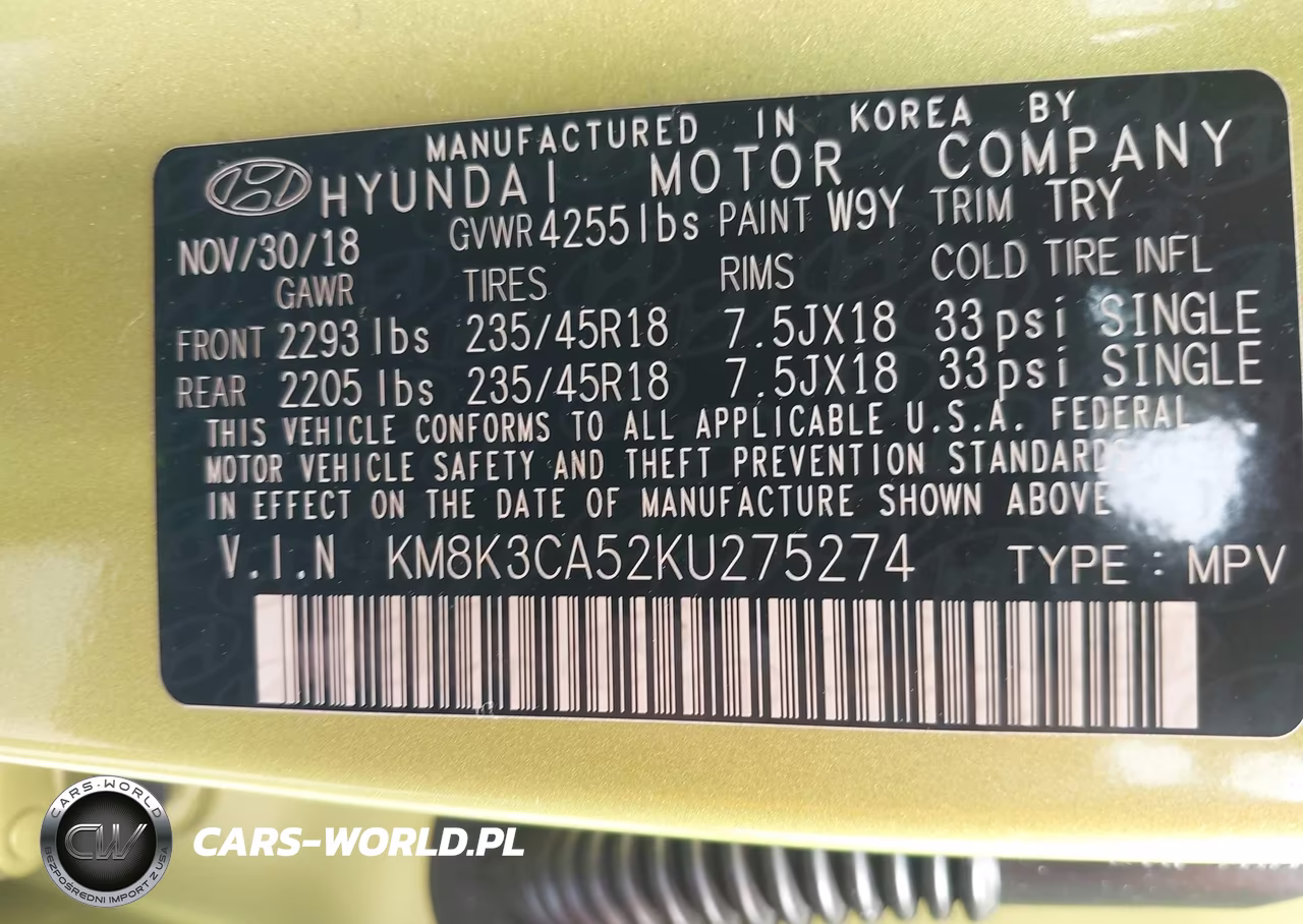 2019 Hyundai Kona Limited VIN:KM8K3CA52KU275274 - 9