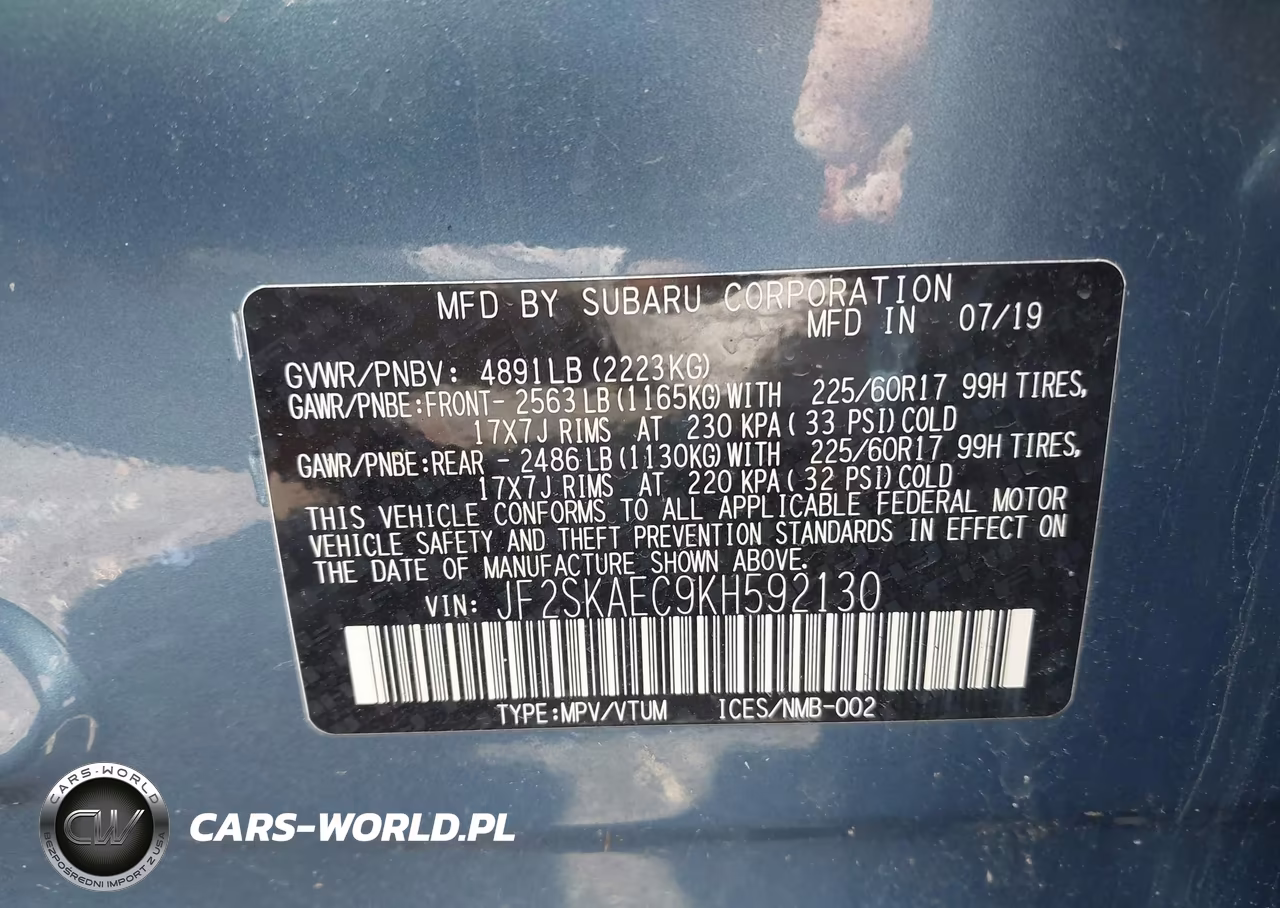 2019 Subaru Forester Premium VIN:JF2SKAEC9KH592130 - 9