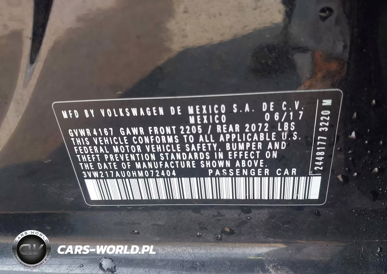 2017 Volkswagen Golf Tsi S 4-Door-Tsi Se 4-Door-Tsi Sel 4-Door-Tsi Wolfsburg Edition 4-Door VIN:3VW217AU0HM072404 - 9