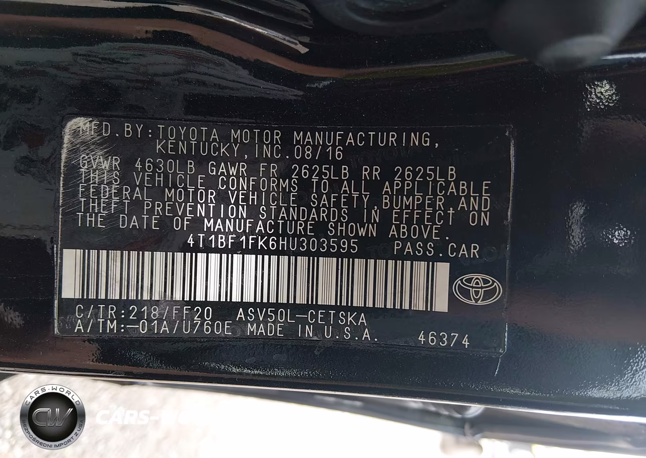 2017 Toyota Camry Se VIN:4T1BF1FK6HU303595 - 9