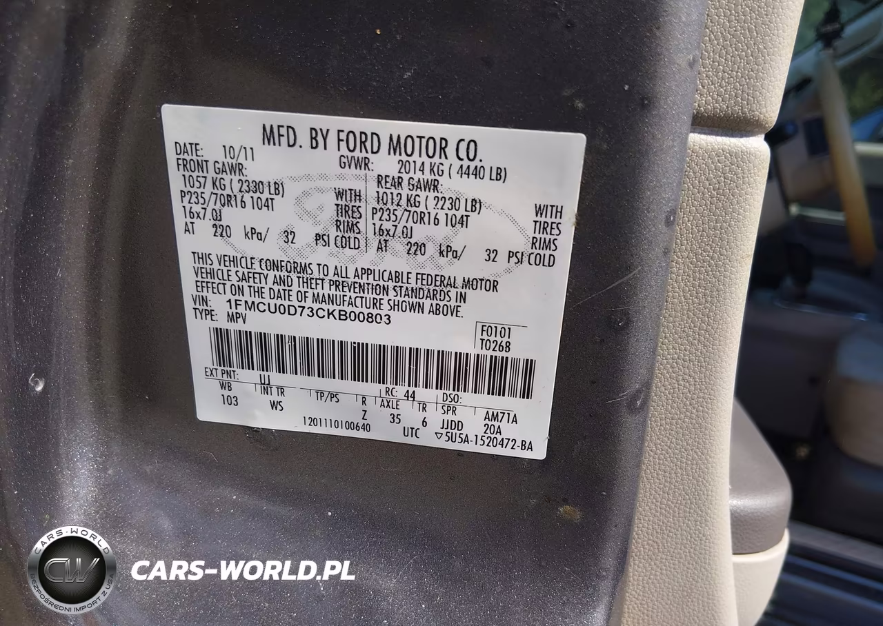 2012 Ford Escape Xlt VIN:1FMCU0D73CKB00803 - 9