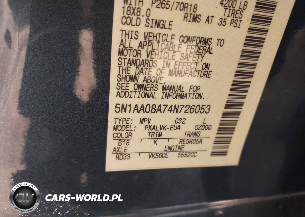 2004 Nissan Pathfinder Armada Le VIN:5N1AA08A74N726053 - 9