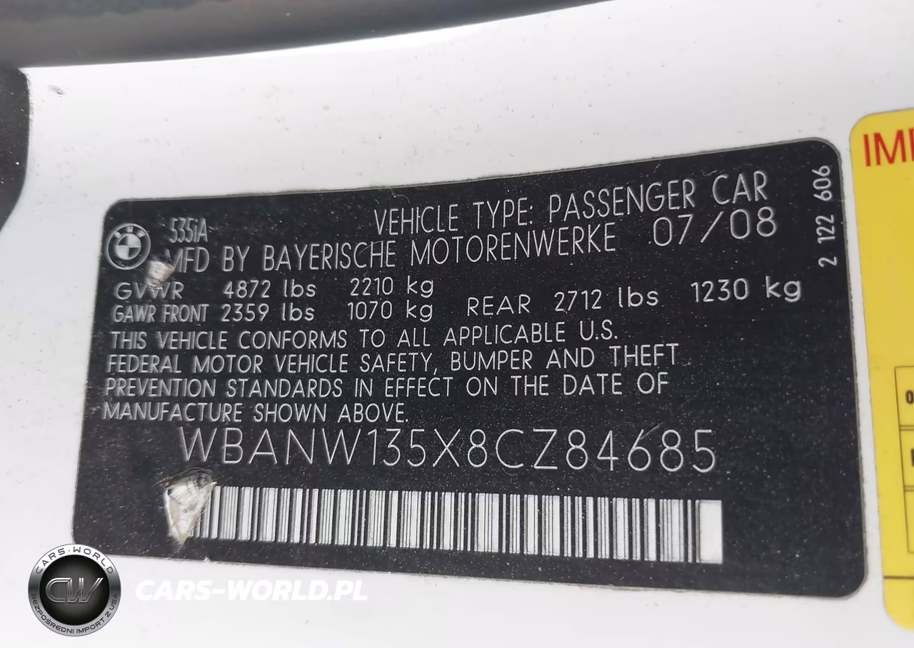 2008 BMW 535I VIN:WBANW135X8CZ84685 - 9