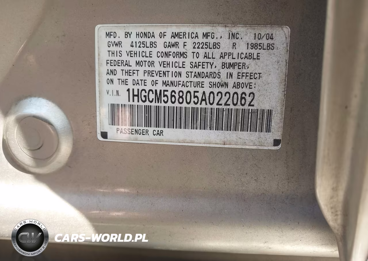 2005 Honda Accord 2.4 Ex VIN:1HGCM56805A022062 - 9