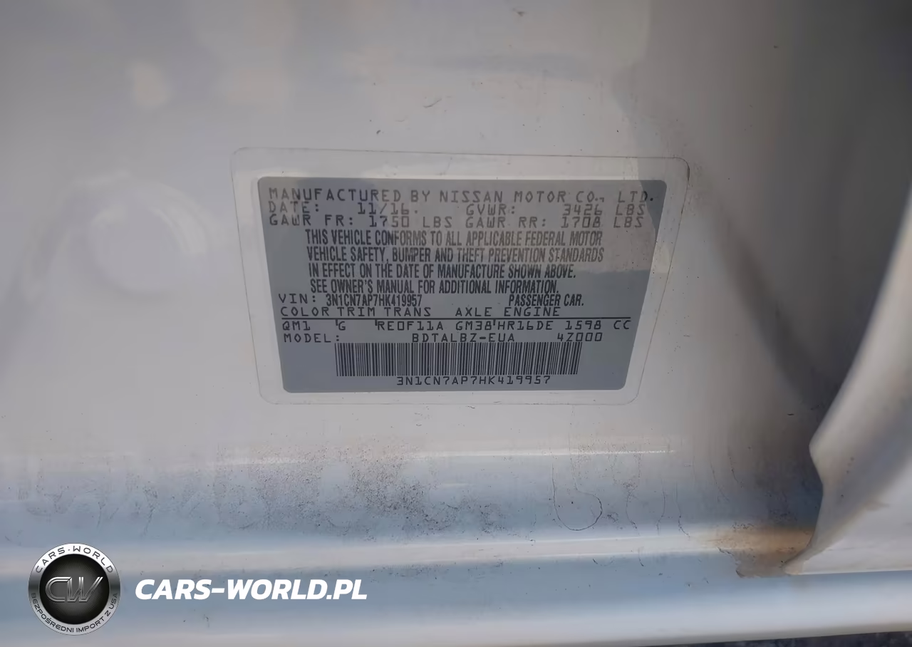2017 Nissan Versa 1.6 Sv VIN:3N1CN7AP7HK419957 - 9