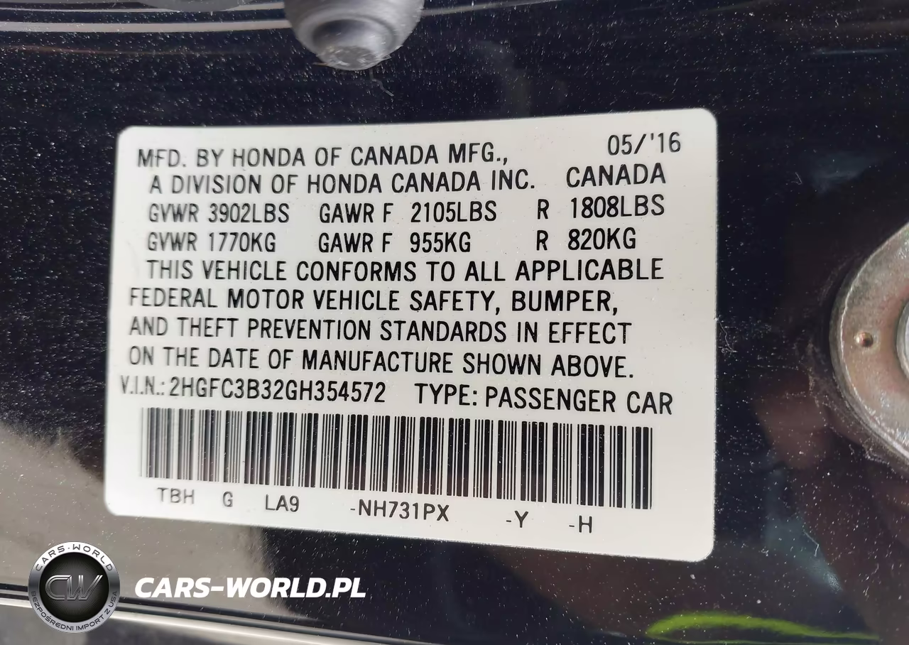 2016 Honda Civic Ex-T VIN:2HGFC3B32GH354572 - 9