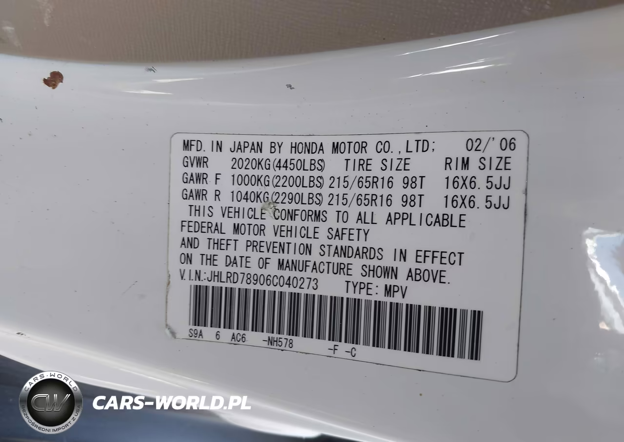 2006 Honda Cr-V Se VIN:JHLRD78906C040273 - 9