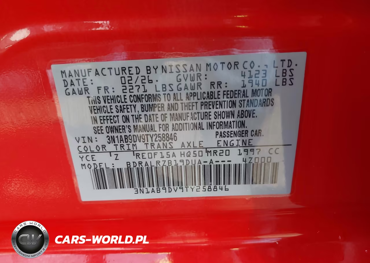 2026 Nissan Sentra Sr VIN:3N1AB9DV9TY258846 - 9