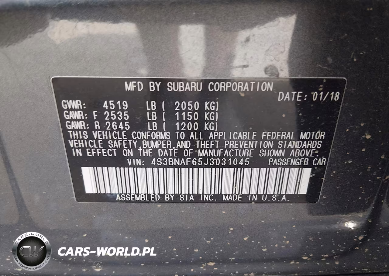 2018 Subaru Legacy 2.5I Premium VIN:4S3BNAF65J3031045 - 9