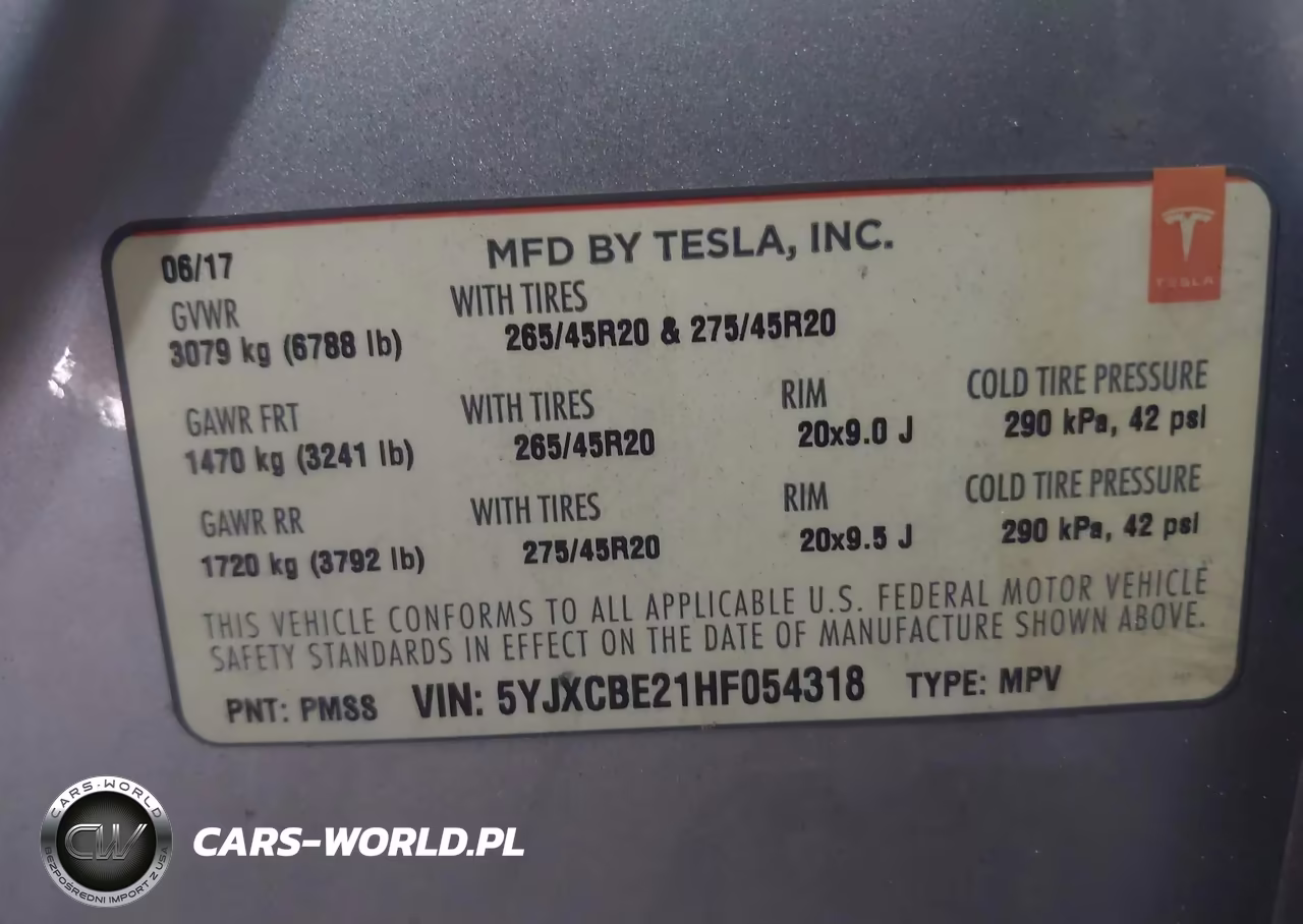2017 Tesla Model X 100D-75D-90D VIN:5YJXCBE21HF054318 - 9