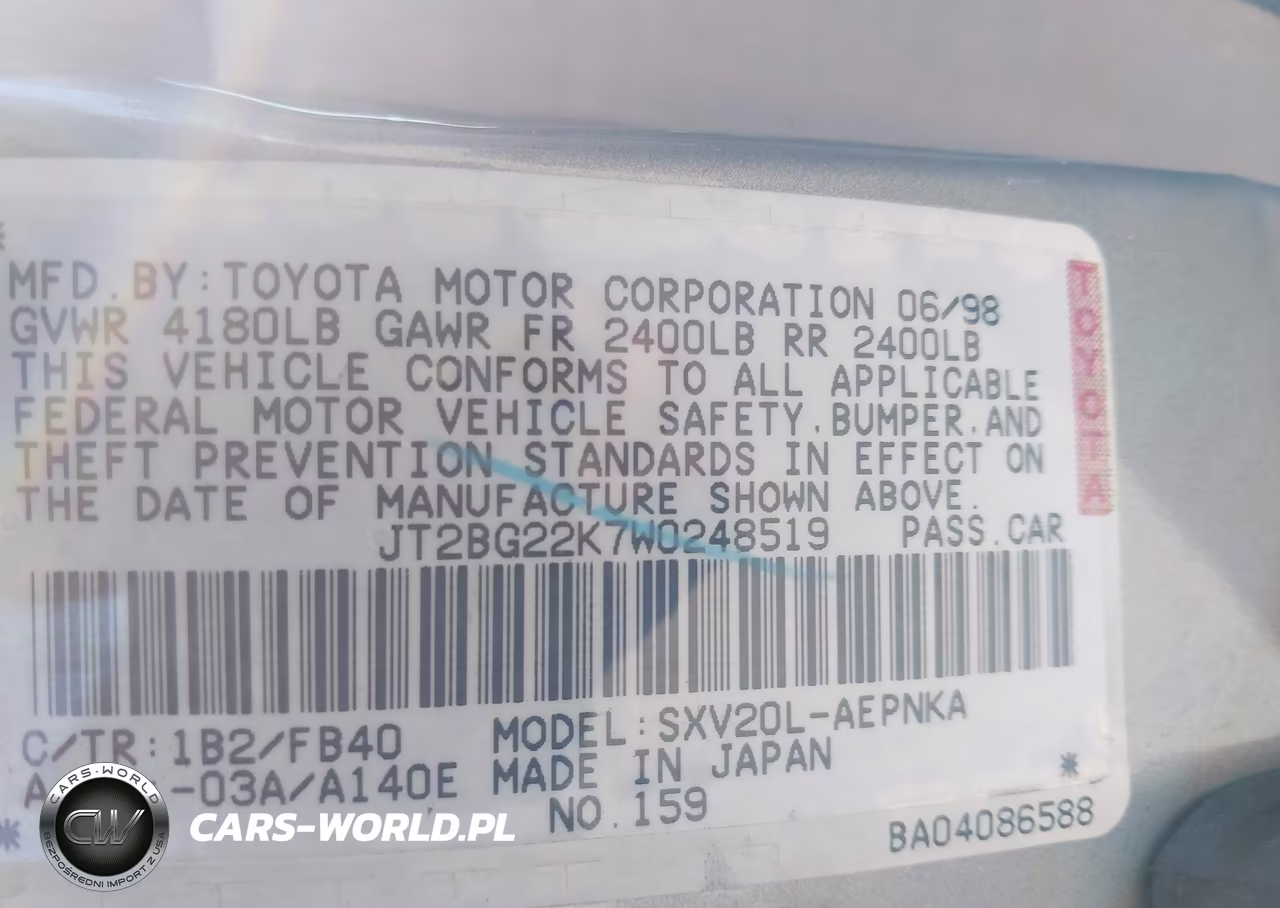 1998 Toyota Camry Le VIN:JT2BG22K7W0248519 - 9