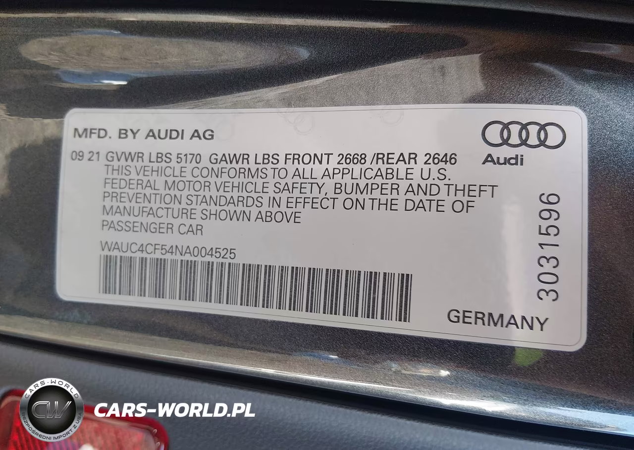 2022 Audi S5 Sportback Premium Plus Tfsi Quattro Tiptronic VIN:WAUC4CF54NA004525 - 9