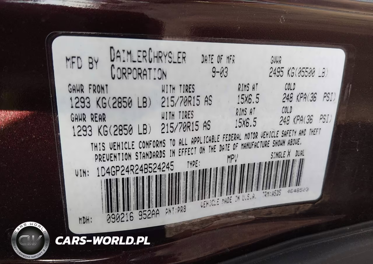 2004 Dodge Grand Caravan Se VIN:1D4GP24R24B524245 - 9