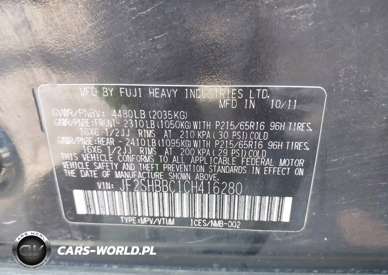 2012 Subaru Forester 2.5X VIN:JF2SHBBC1CH416280 - 9