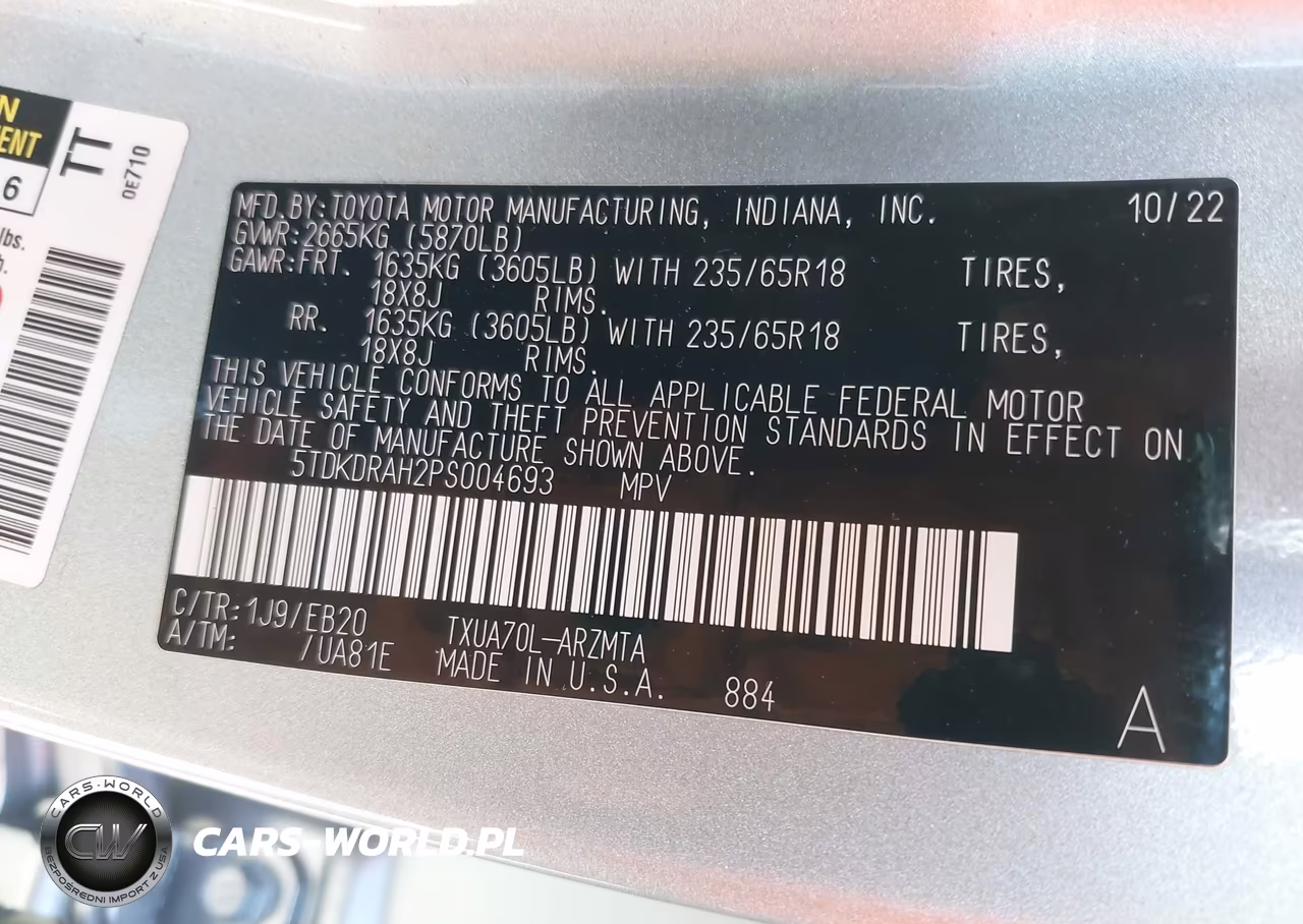 2023 Toyota Highlander Xle VIN:5TDKDRAH2PS004693 - 9
