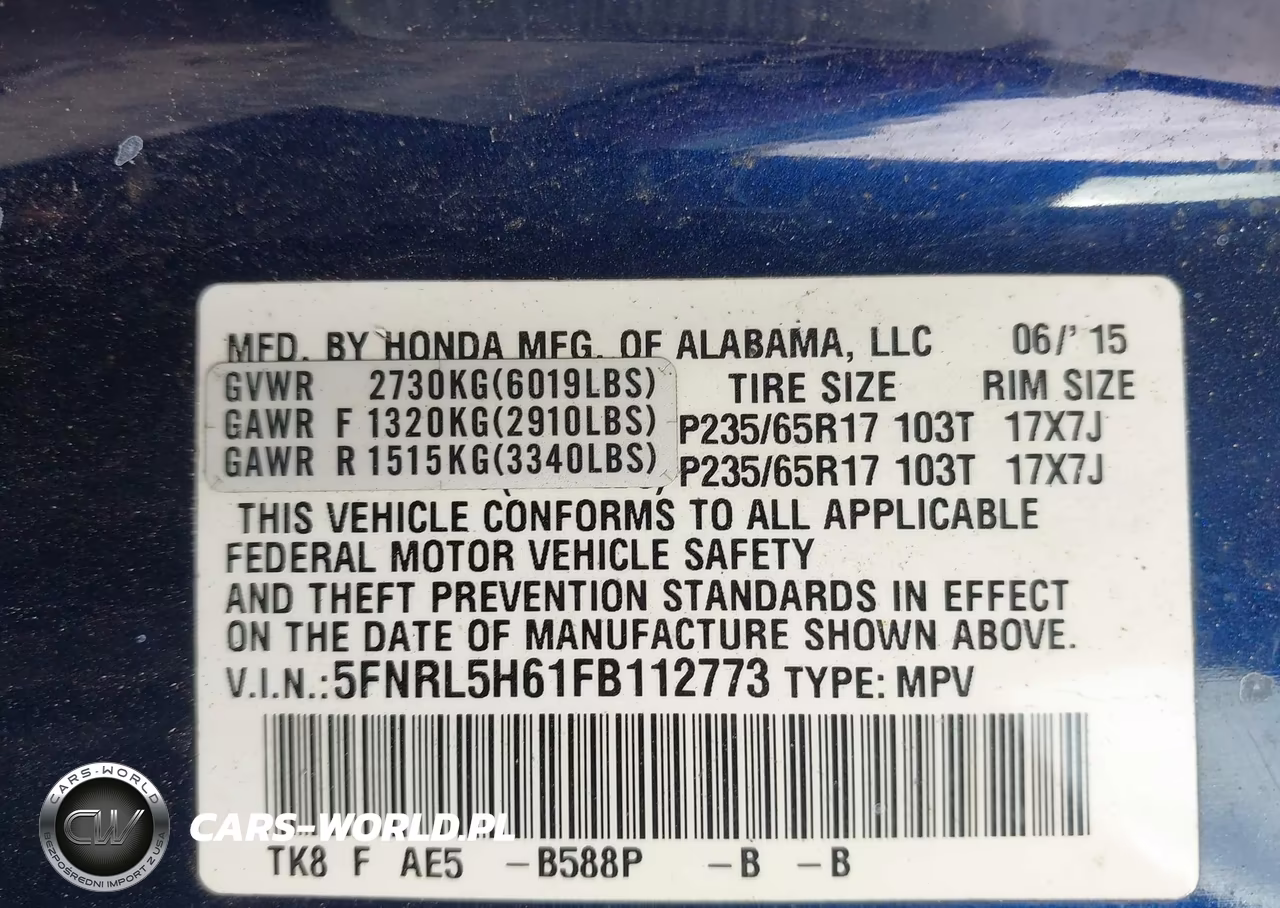 2015 Honda Odyssey Ex-L VIN:5FNRL5H61FB112773 - 9