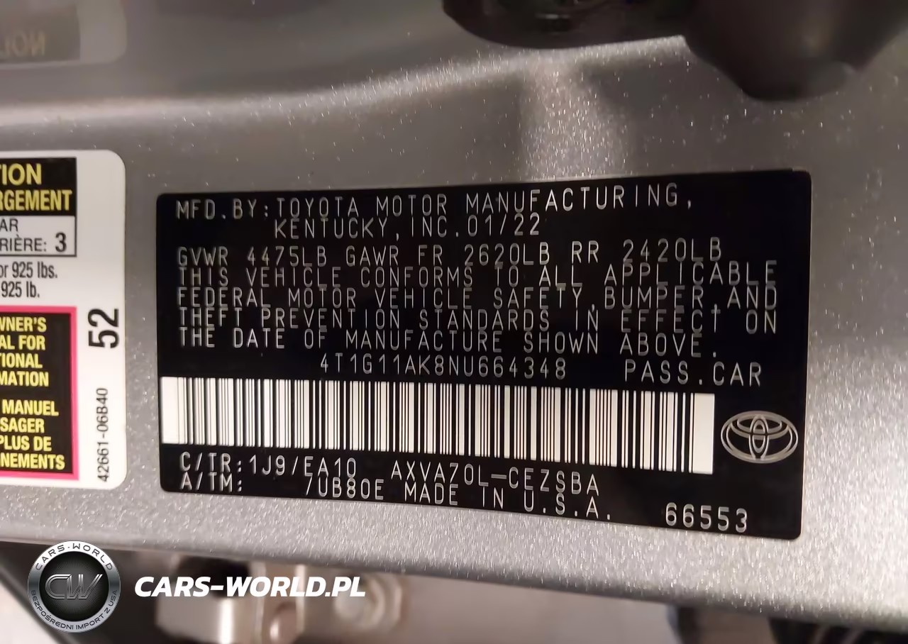 2022 Toyota Camry Se VIN:4T1G11AK8NU664348 - 9