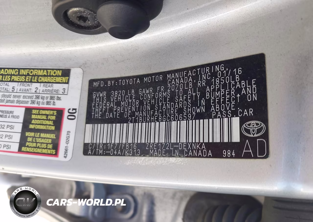 2016 Toyota Corolla Le VIN:2T1BURHE8GC606597 - 9