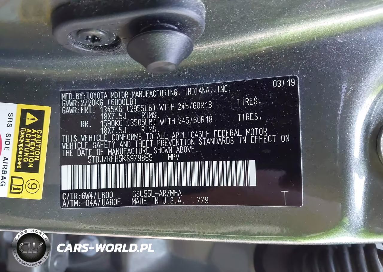 2019 Toyota Highlander Xle VIN:5TDJZRFH5KS979865 - 9