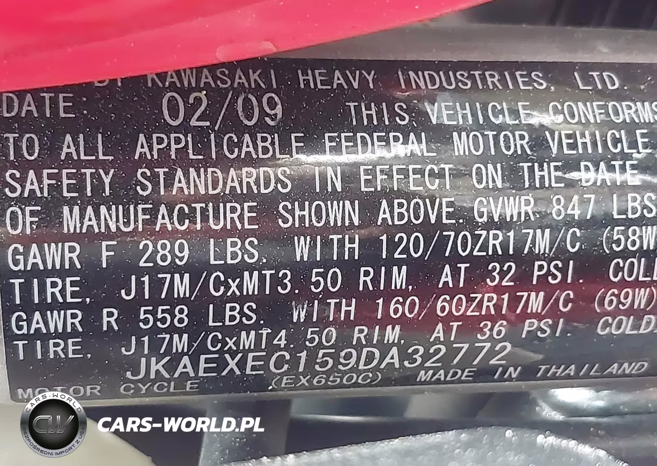 2009 Kawasaki Ex650 C VIN:JKAEXEC159DA32772 - 10