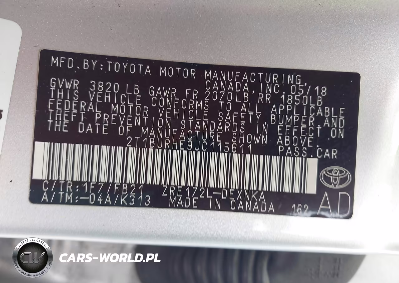 2018 Toyota Corolla Le VIN:2T1BURHE9JC115611 - 9