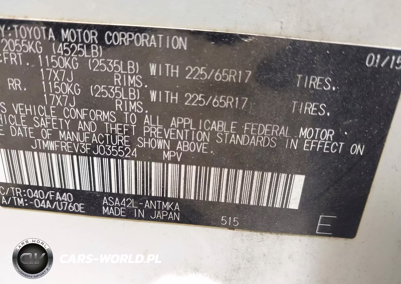 2015 Toyota Rav4 Xle VIN:JTMWFREV3FJ035524 - 9