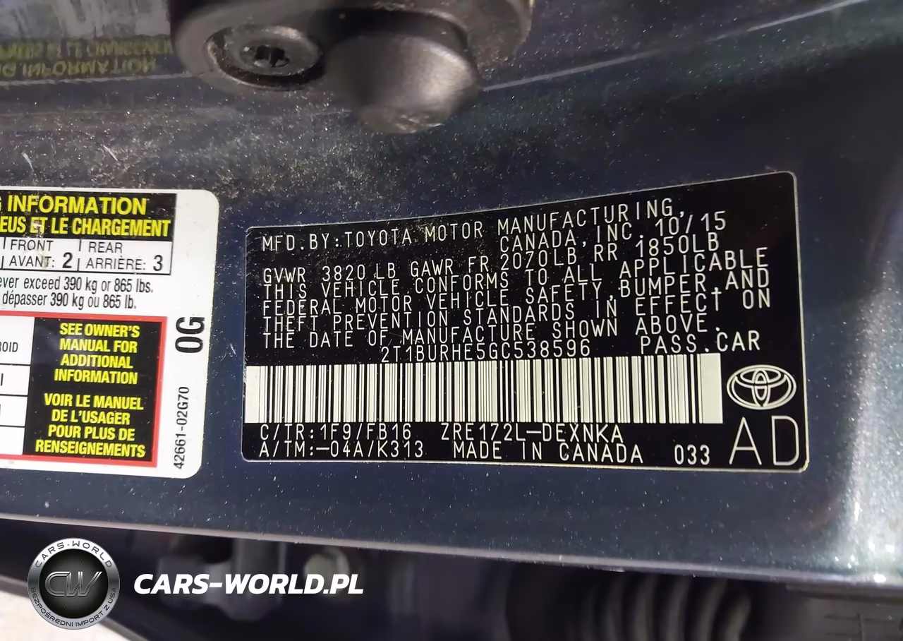 2016 Toyota Corolla Le VIN:2T1BURHE5GC538596 - 9