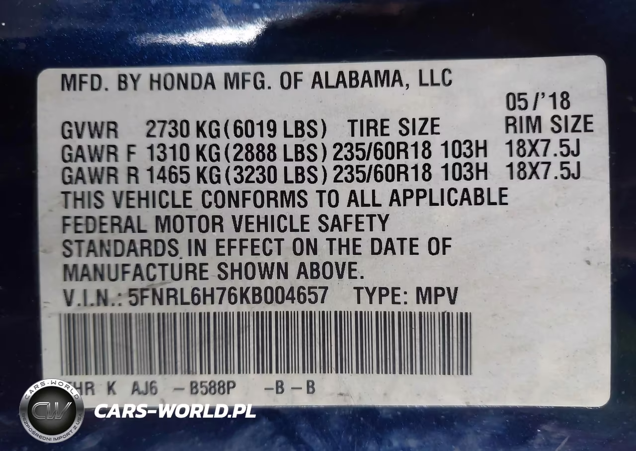 2019 Honda Odyssey Ex-L VIN:5FNRL6H76KB004657 - 9