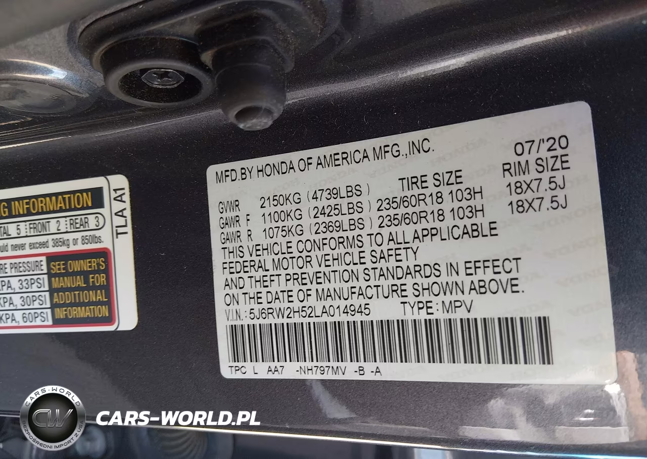 2020 Honda Cr-V Awd Ex VIN:5J6RW2H52LA014945 - 9