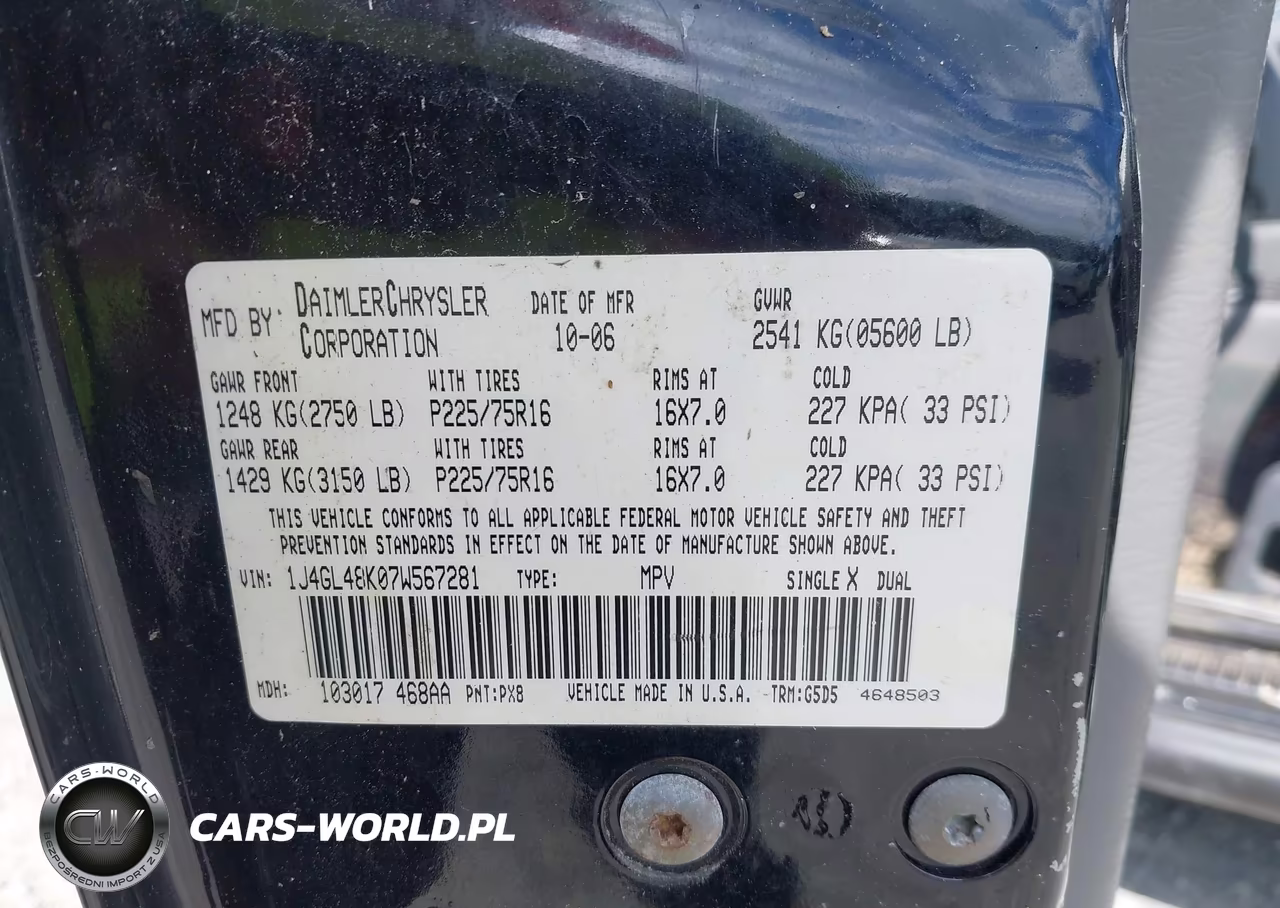 2007 Jeep Liberty Sport VIN:1J4GL48K07W567281 - 9